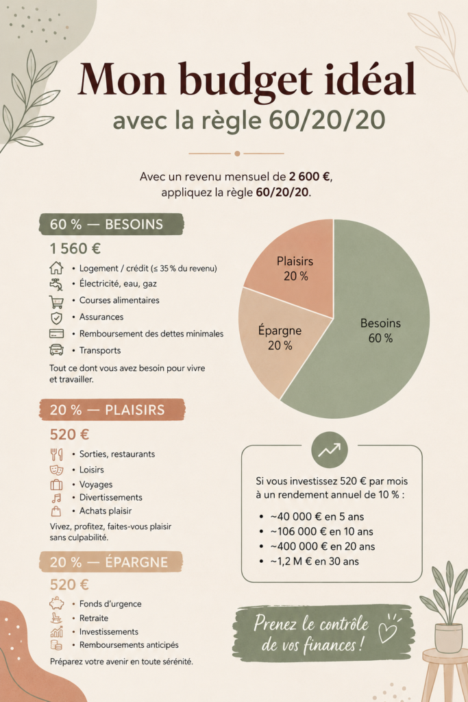 Femme examinant son budget à l'aide de la règle 60-20-20