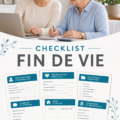 Une checklist visuelle sur la préparation à la fin de vie, évoquant sérénité et organisation.