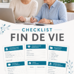 Une checklist visuelle sur la préparation à la fin de vie, évoquant sérénité et organisation.