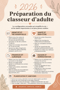 Classeur organisé pour adultes avec des documents bien rangés.