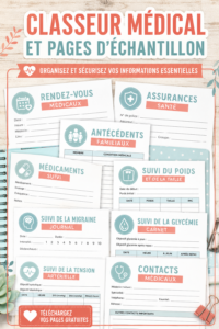 Classeur médical imprimable avec des pages personnalisées