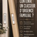 Un classeur d'urgence familial bien organisé sur une table.