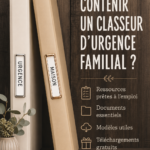 Un classeur d'urgence familial bien organisé sur une table.