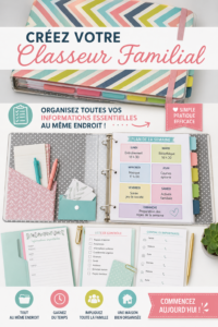 Un classeur familial bien organisé avec des sections colorées et étiquetées