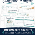 Un classeur de maison bien organisé sur une table, avec divers documents et dossiers décoratifs