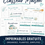 Un classeur de maison bien organisé sur une table, avec divers documents et dossiers décoratifs