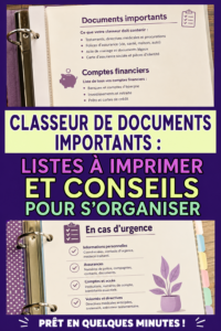 Femme organisant des documents importants dans un classeur à l'aide de conseils pratiques.