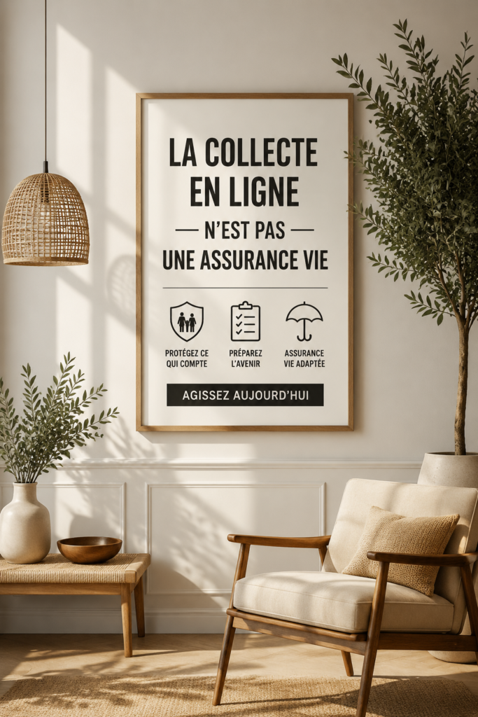 Affiche humoristique sur l'assurance dans un bureau moderne