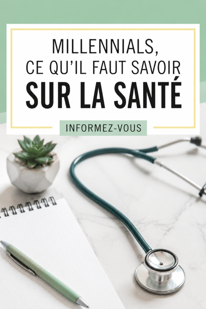 Infographie sur la santé des milléniaux, représentant des conseils pratiques et des priorités de santé