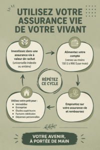 Une femme souriante consulte des documents sur son assurance vie dans un cadre lumineux et chaleureux.