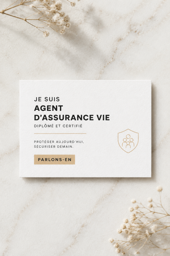 Carte de visite d'agent d'assurance illustrant un design professionnel et attractif.