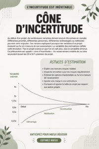 Visuel illustrant un cône d'incertitude en géométrie avec des annotations.
