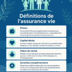 Définition de l'assurance vie avec des illustrations de sécurité financière.