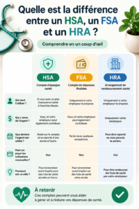 Différents types de comptes de santé : HSA, FSA et HRA