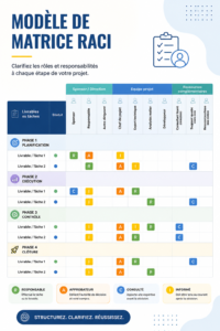 Visuel illustrant une matrice RACI adaptée à la gestion de projet