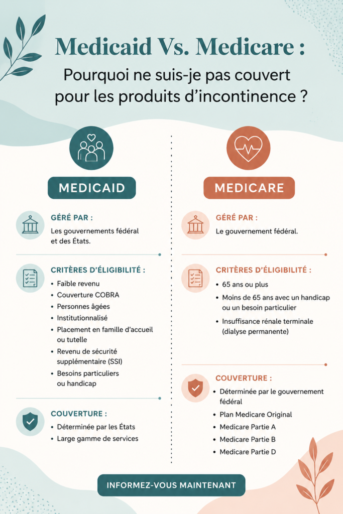 Femme consultante discutant des options de couverture médicale pour les produits d'incontinence.