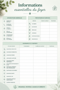 Un modèle d'organisation domestique avec des sections pour gérer les tâches ménagères.