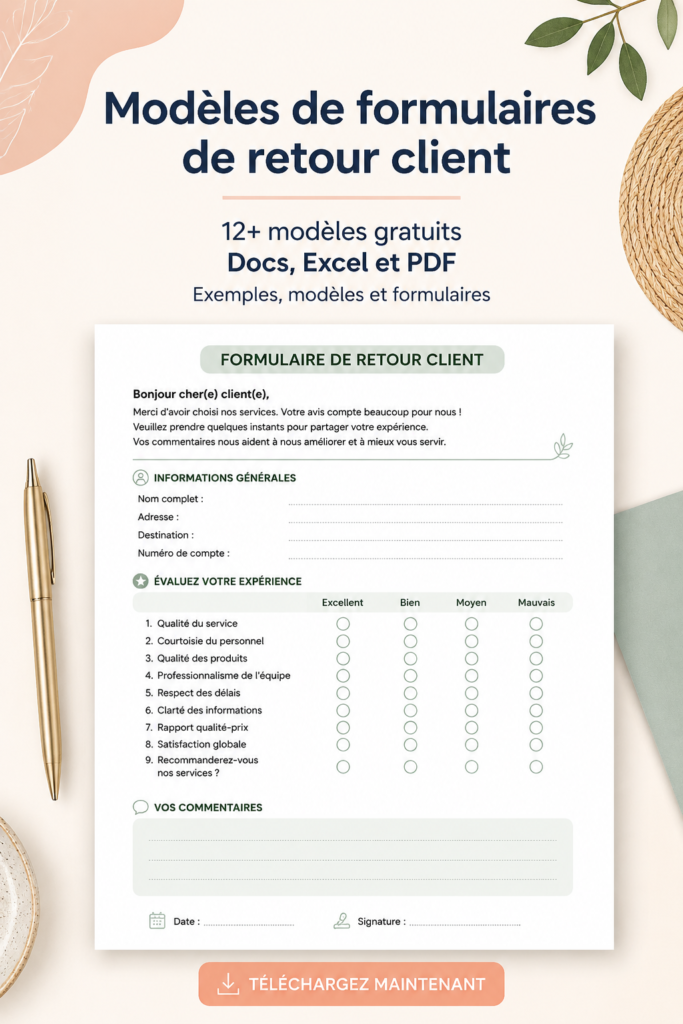 Modèles de formulaires de feedback client personnalisables