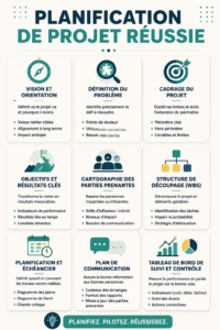Un bureau bien organisé avec des outils de gestion de projet.