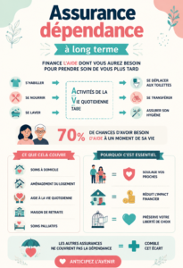 Femme souriante discutant de son assurance dépendance avec un conseiller.