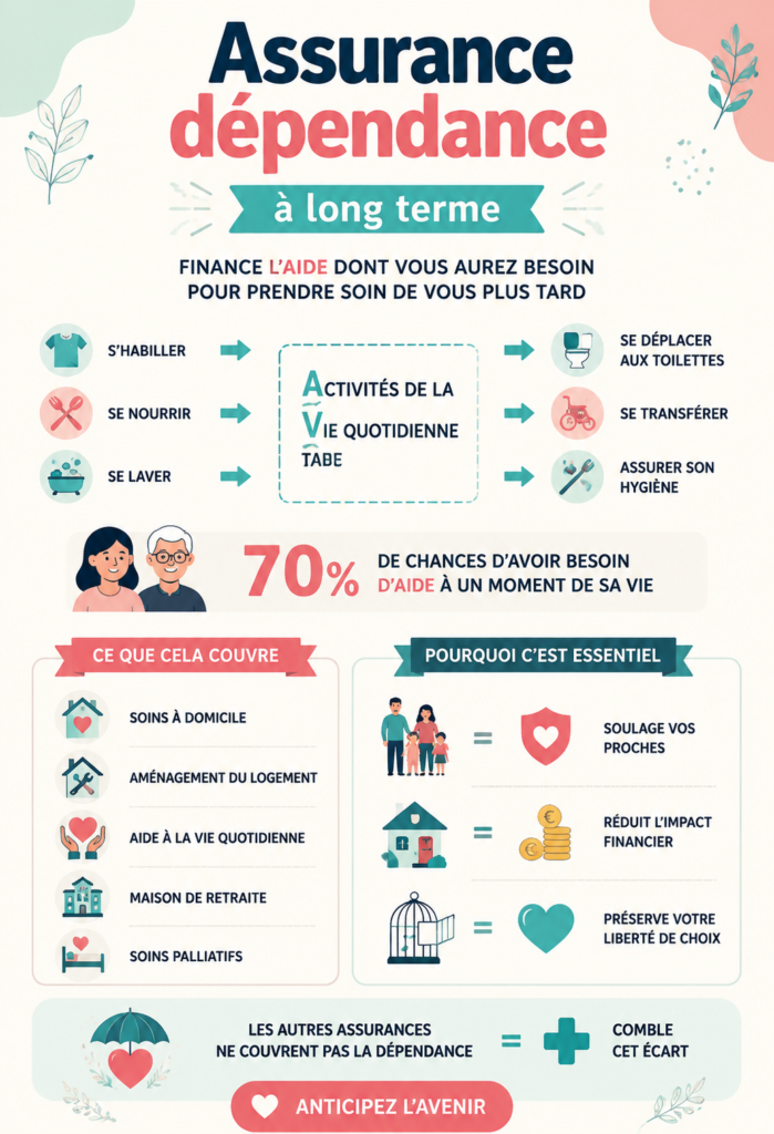 Femme souriante discutant de son assurance dépendance avec un conseiller.