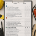 Équipe au travail avec une checklist de sécurité en main