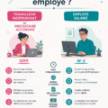Infographie illustrant les différences entre employés W-2 et travailleurs 1099.