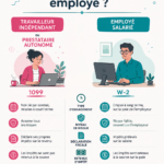 Infographie illustrant les différences entre employés W-2 et travailleurs 1099.