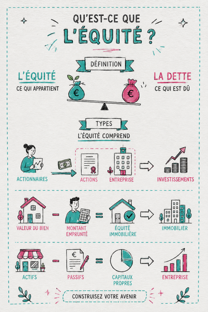 Femme entrepreneur expliquant le concept d'equity sur un tableau blanc.