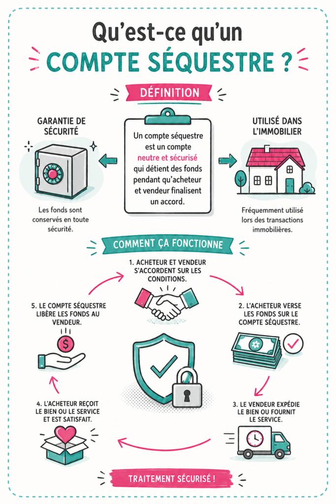 Visuel illustrant un compte séquestre avec des éléments de sécurité financière.