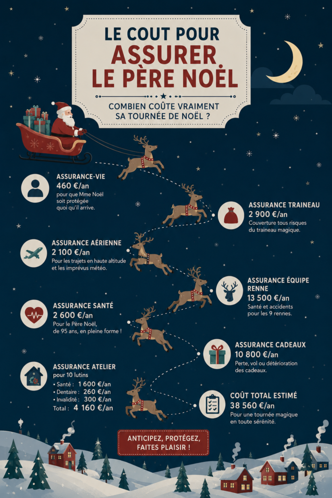 Un décor de Noël avec le Père Noël, symbolisant l'assurance festive.