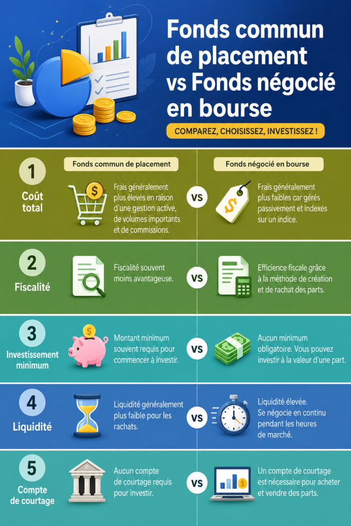 Comparaison entre un fonds d'investissement et un ETF