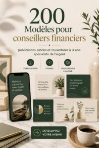 Exemples de modèles visuels pour conseillers financiers sur les réseaux sociaux.