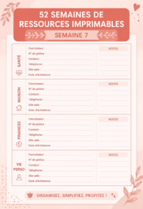 Un carnet d'assurance organisé avec les coordonnées importantes.