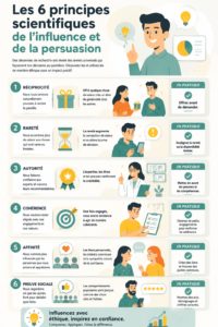 Image illustrant les principes de l'influence avec des éléments de communication