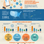 Infographie sur la santé connectée et son impact sur l'industrie de la santé