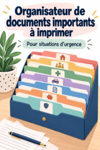 Classeur d'urgence ouvert avec des documents organisés, représentant une bonne gestion de la vie quotidienne.