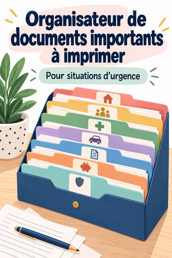 Classeur d'urgence ouvert avec des documents organisés, représentant une bonne gestion de la vie quotidienne.