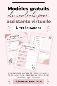 Exemple de contrat pour assistante virtuelle avec des éléments clés