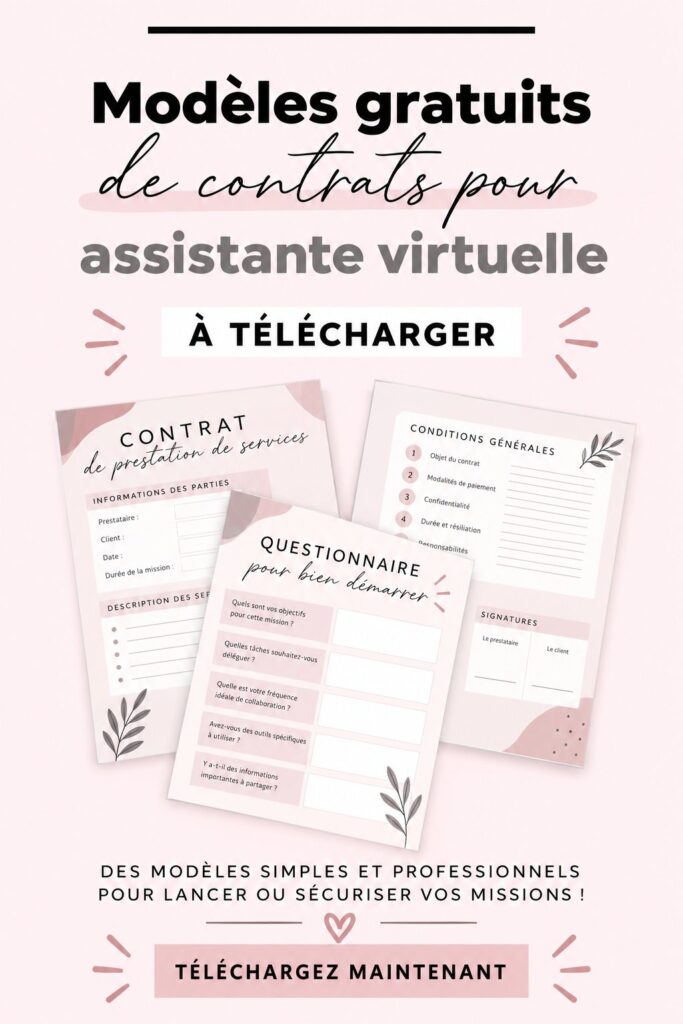 Exemple de contrat pour assistante virtuelle avec des éléments clés