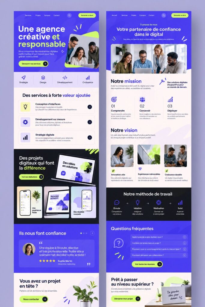 Design UI réactif d'un site d'agence illustré