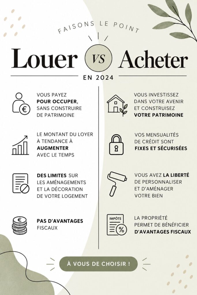 Femme réfléchissant devant un tableau comparatif entre louer et acheter