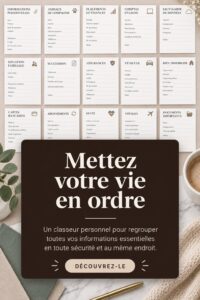 Femme en train d'organiser son espace de travail avec des fournitures ordonnées et claires.