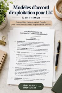 Modèle de contrat d'exploitation pour LLC sur un fond de bureau