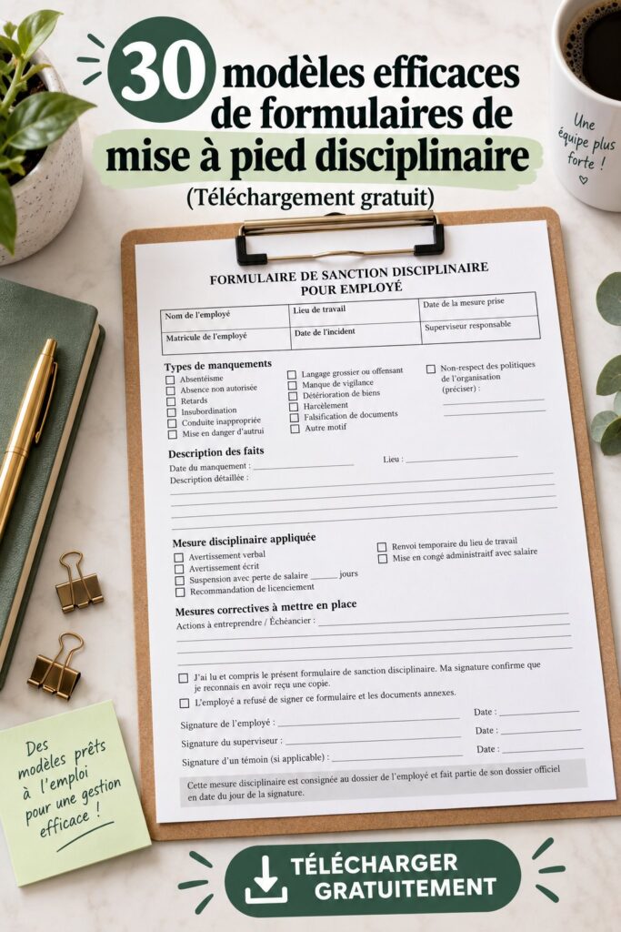 Modèles de redressement d'employés à télécharger gratuitement