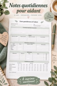 Une personne prenant des notes sur un carnet pendant le caregiving, soulignant l'importance d'une bonne organisation.