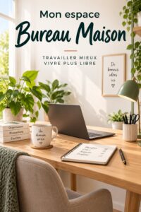 Femme organisée travaillant dans son bureau à domicile avec des documents fiscaux étalés sur une table.
