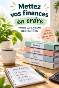 Femme en train d'organiser ses documents financiers pour la saison fiscale