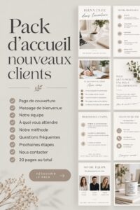 Pack d'invitation pour nouveaux clients sur une table accueillante