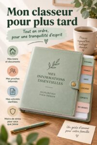 Planificateur de fin de vie avec des documents à organiser
